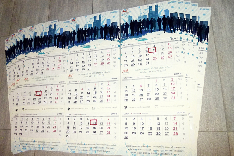 Kalendarze trójdzielne dla ME Consulting z Krynicy